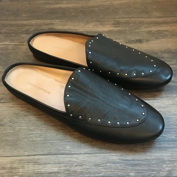 Banana Republic Black Demi-Studded Black Loafers - Picture 2 of 7